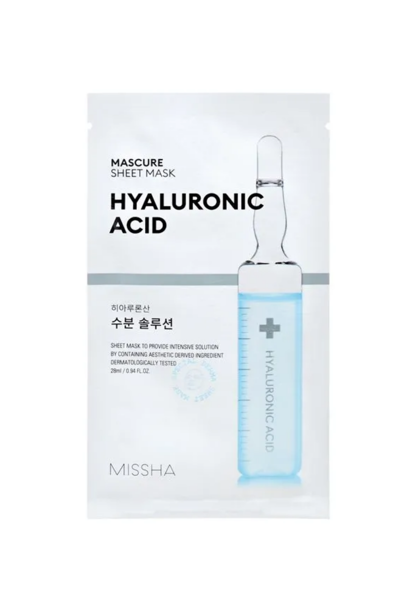 Hyaluronic Acid Sheet Mask, Missha- MASCURE Hyaluronic Acid SHEET MASK 1pc