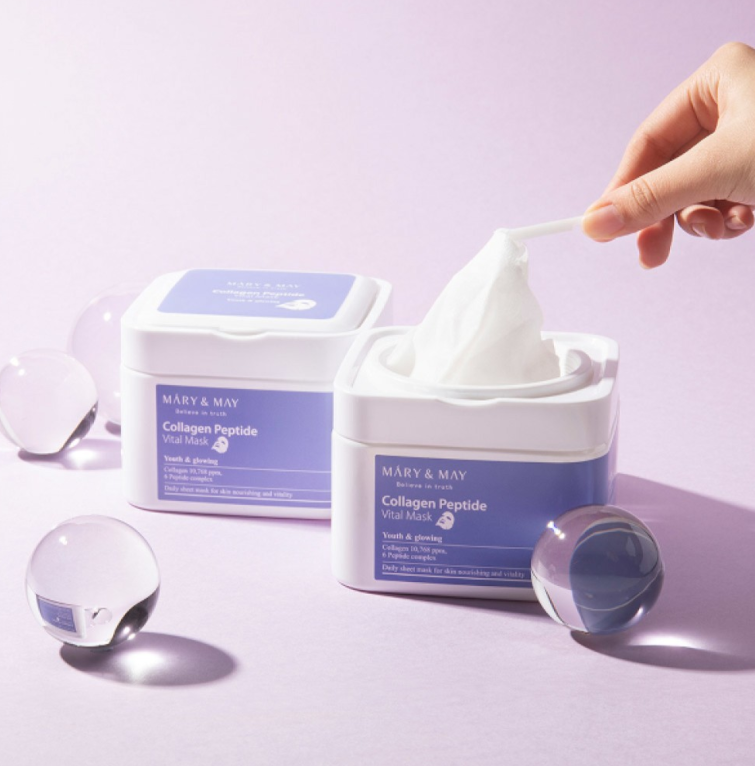 Collagen Peptide Vital Mask, Mary&May Collagen Peptide Vital Mask - 30pcs